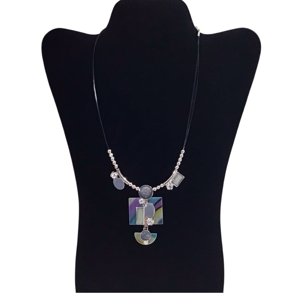 Geometric Necklace Acrylic Metal Blue Purple Fashion Jewelry